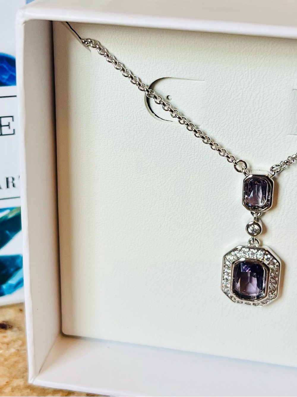 Bomb Party Retro RBP2713 Amethyst Drop Pendant Necklace HTF